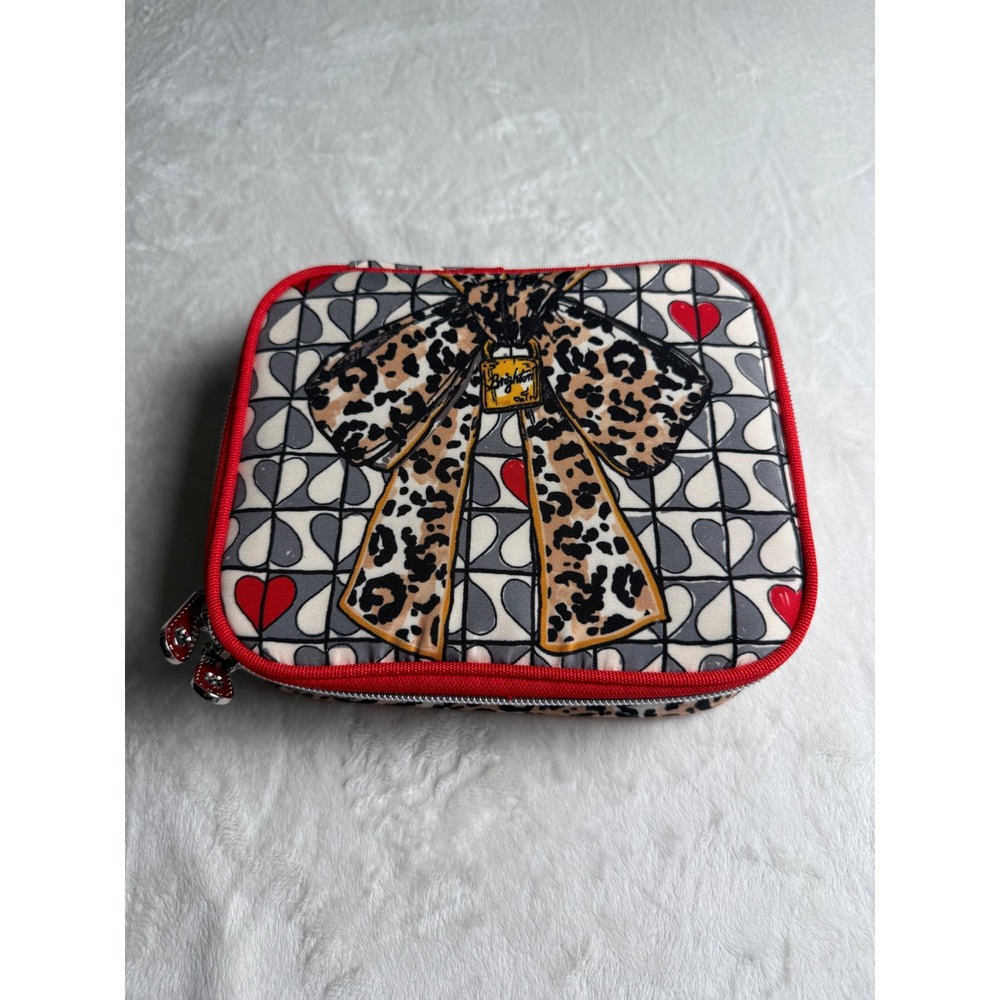 Brighton Jewelry Organizer Travel Case Leopard Bow Heart Cat Print Multi Color